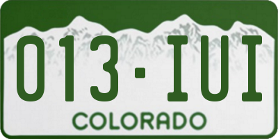 CO license plate 013IUI