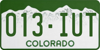 CO license plate 013IUT