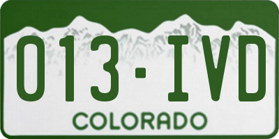 CO license plate 013IVD