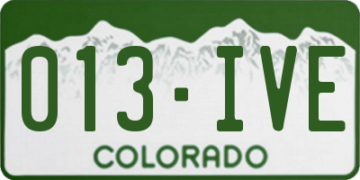 CO license plate 013IVE
