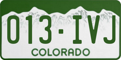 CO license plate 013IVJ
