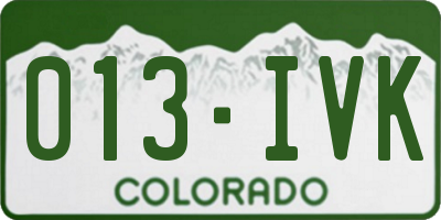 CO license plate 013IVK