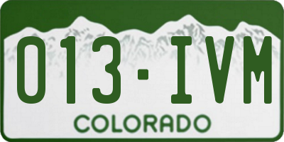 CO license plate 013IVM
