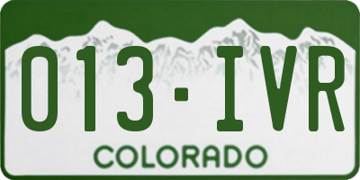 CO license plate 013IVR