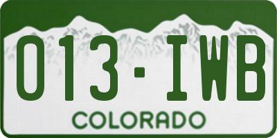 CO license plate 013IWB