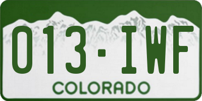 CO license plate 013IWF