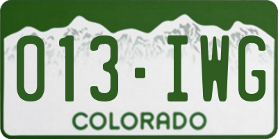 CO license plate 013IWG