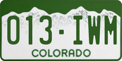 CO license plate 013IWM