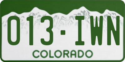 CO license plate 013IWN