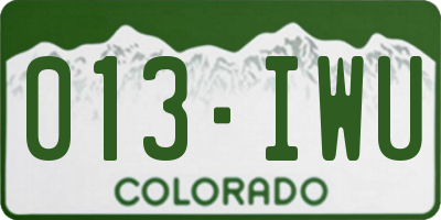 CO license plate 013IWU