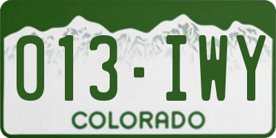 CO license plate 013IWY
