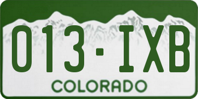 CO license plate 013IXB