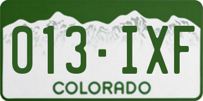 CO license plate 013IXF