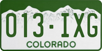CO license plate 013IXG