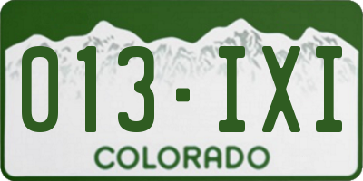 CO license plate 013IXI