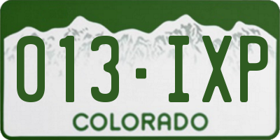 CO license plate 013IXP