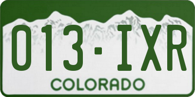 CO license plate 013IXR