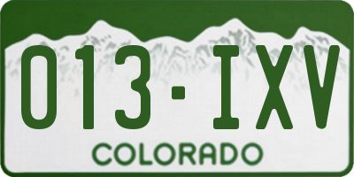 CO license plate 013IXV