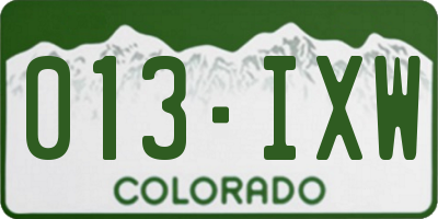 CO license plate 013IXW