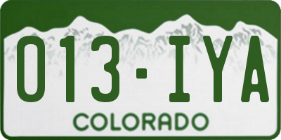 CO license plate 013IYA