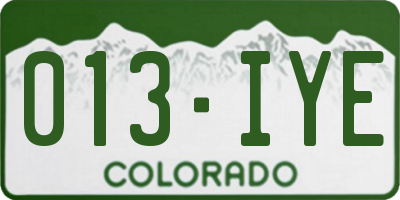 CO license plate 013IYE