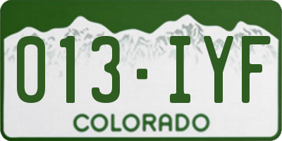 CO license plate 013IYF