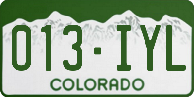 CO license plate 013IYL