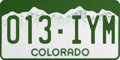 CO license plate 013IYM