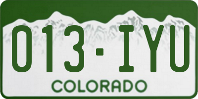 CO license plate 013IYU