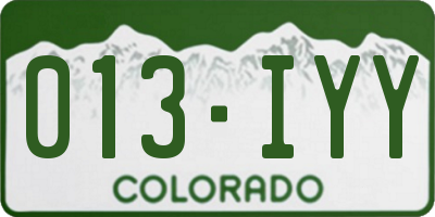 CO license plate 013IYY