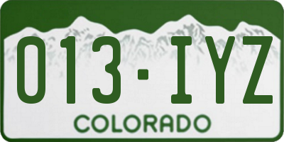 CO license plate 013IYZ