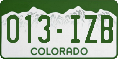 CO license plate 013IZB