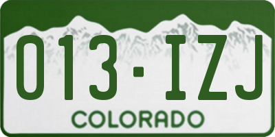 CO license plate 013IZJ