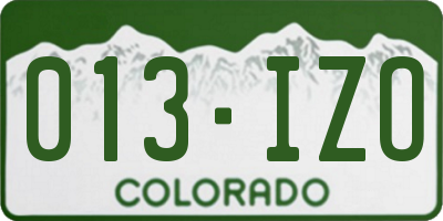 CO license plate 013IZO