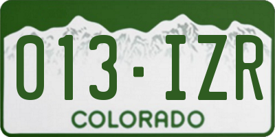 CO license plate 013IZR