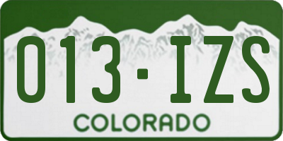 CO license plate 013IZS