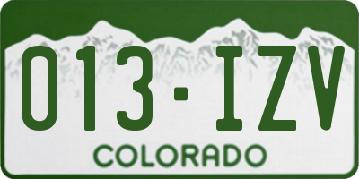 CO license plate 013IZV