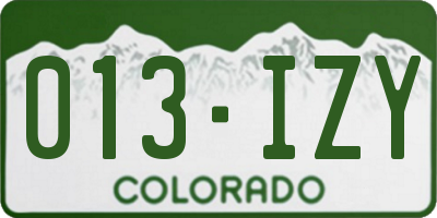 CO license plate 013IZY