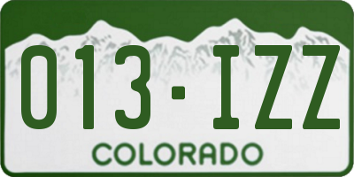 CO license plate 013IZZ