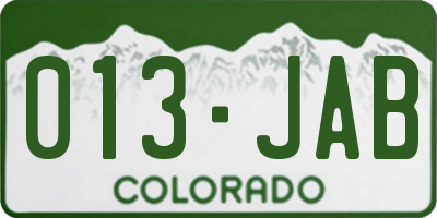 CO license plate 013JAB