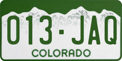 CO license plate 013JAQ