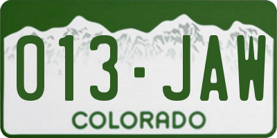 CO license plate 013JAW