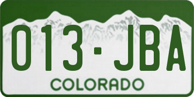 CO license plate 013JBA