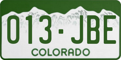 CO license plate 013JBE