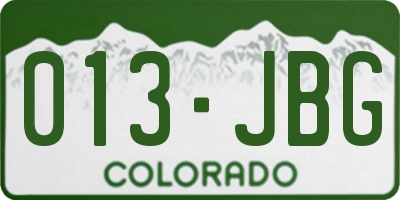 CO license plate 013JBG