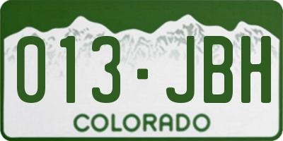 CO license plate 013JBH
