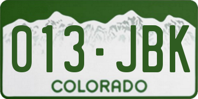 CO license plate 013JBK