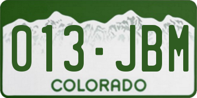 CO license plate 013JBM