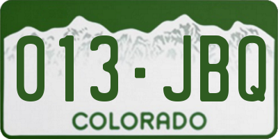 CO license plate 013JBQ