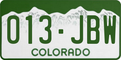 CO license plate 013JBW